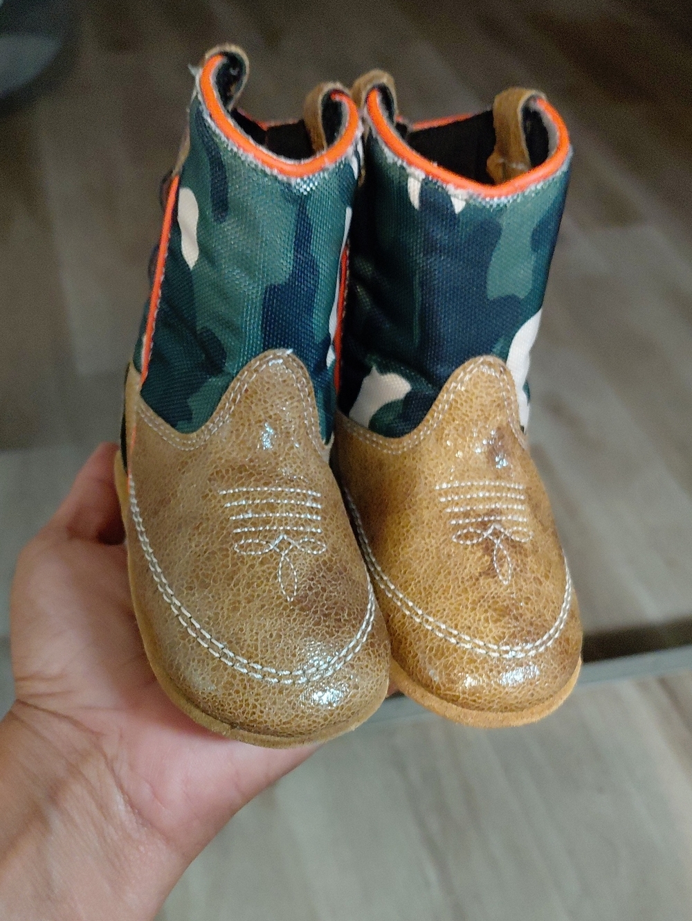 Boot BARN Kids Camo Western Booties - Brown and Green